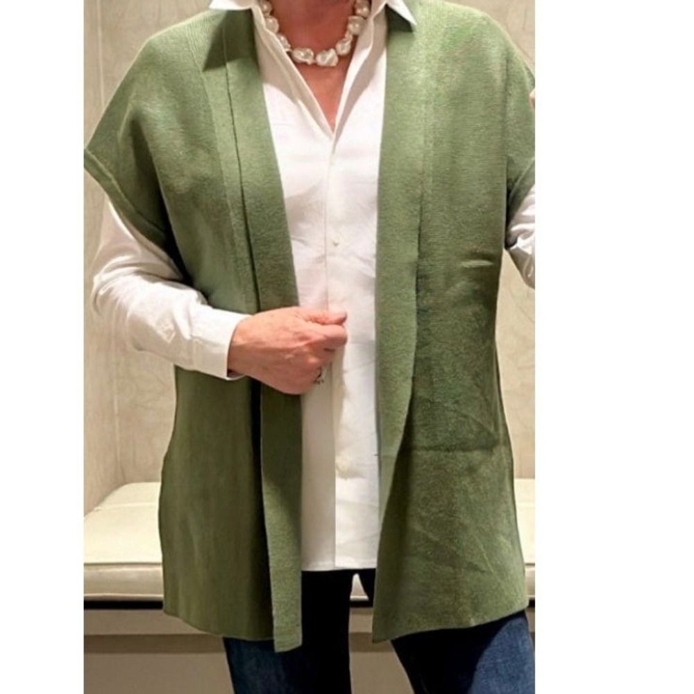 J. Jill Womens Sage Green Rib Knit Open Front Cardigan Dolman Plus Size Sweater
